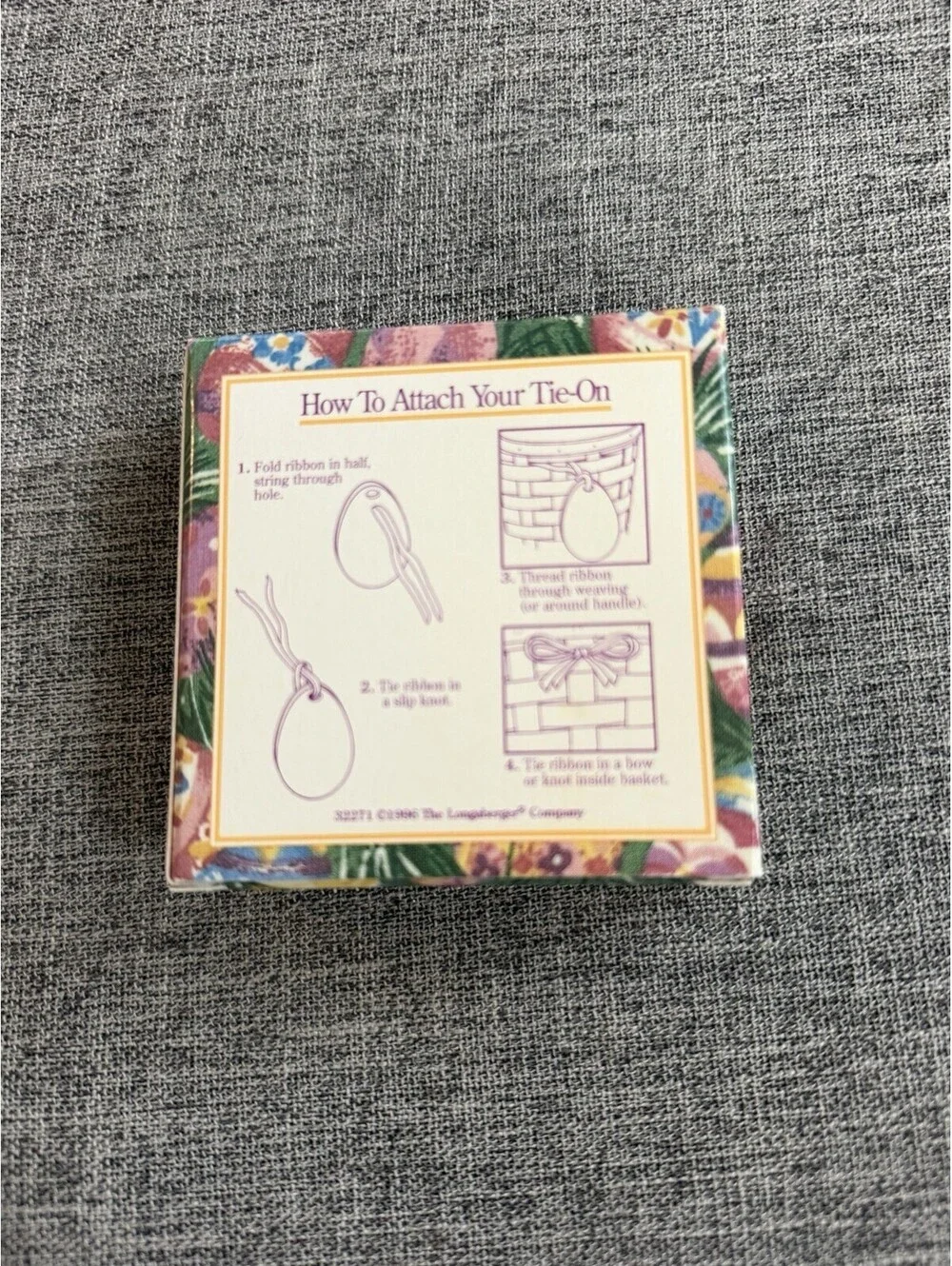 Longaberger Pottery 1996 Accessory Easter Egg Basket Tie On 32271